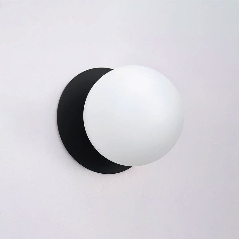 Odessa Opal Frosted Glass LED Wall Light With Black Base Small / Warm White - LM002WL001
