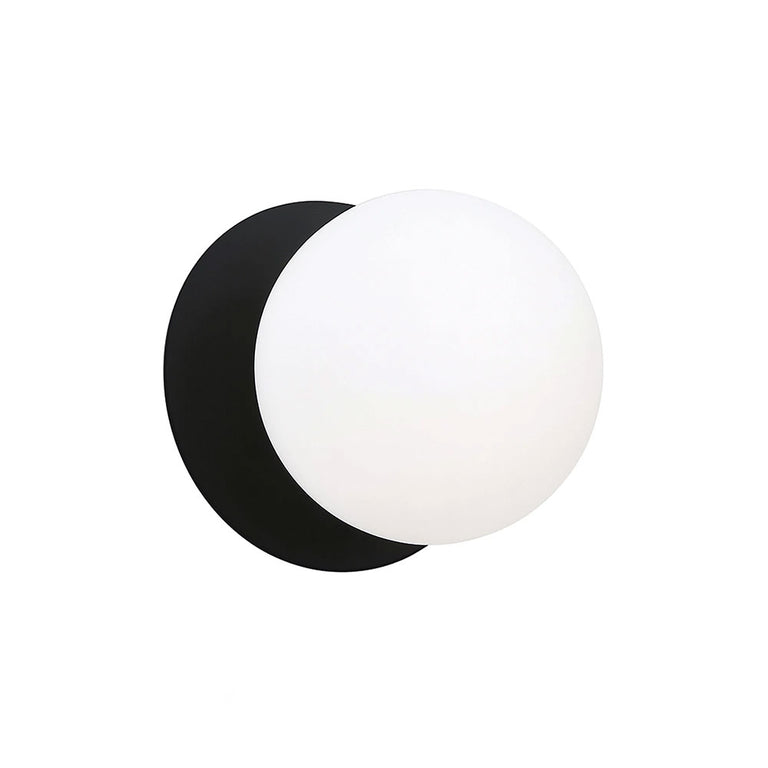 Odessa Opal Frosted Glass LED Wall Light With Black Base Small / Warm White - LM002WL001