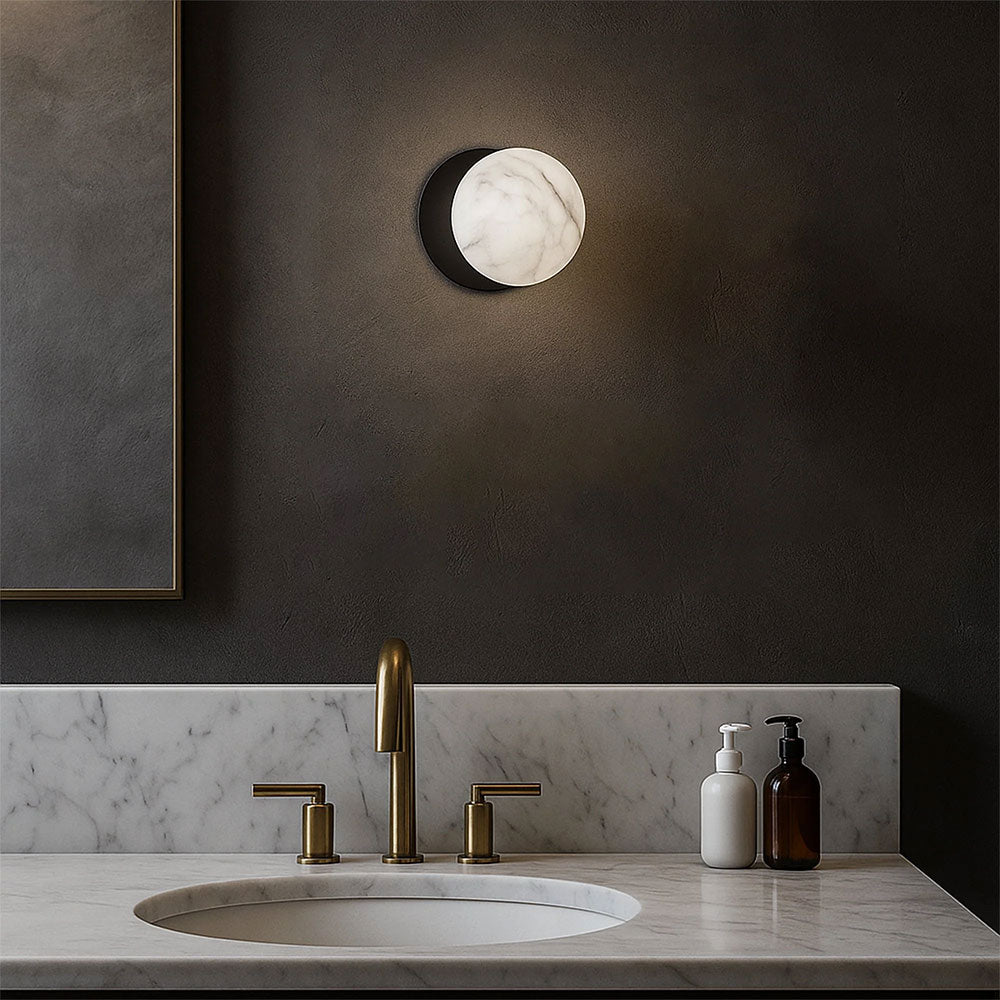 Odessa Marble Opal Glass LED Wall Light With Black Base Small / Cool White - LM002WL042