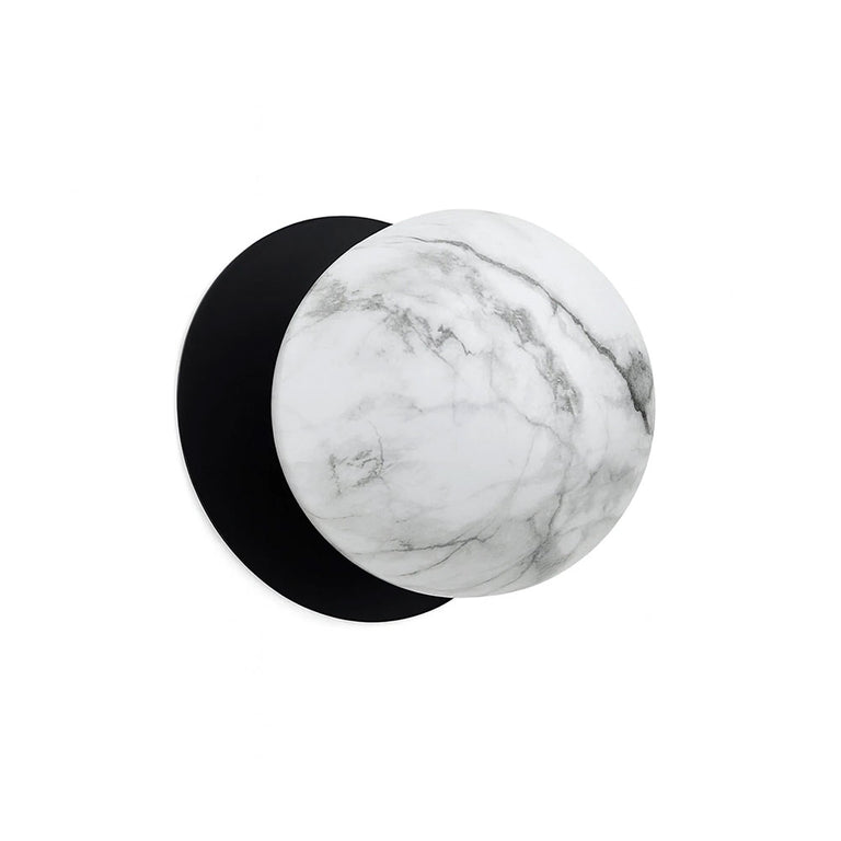 Odessa Marble Opal Glass LED Wall Light With Black Base Small / Cool White - LM002WL042