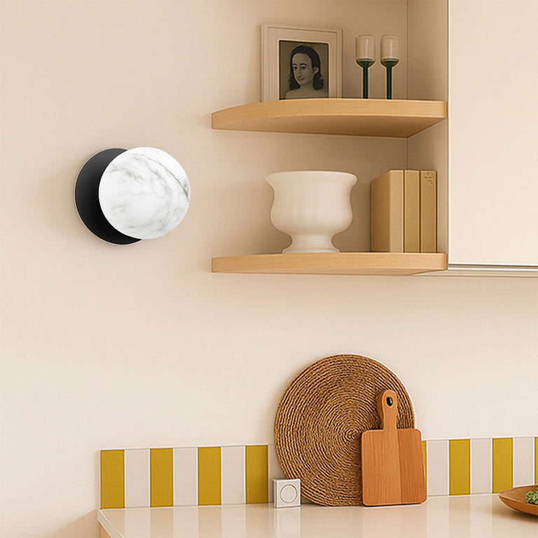 Odessa Marble Opal Glass LED Wall Light With Black Base Small / Cool White - LM002WL042