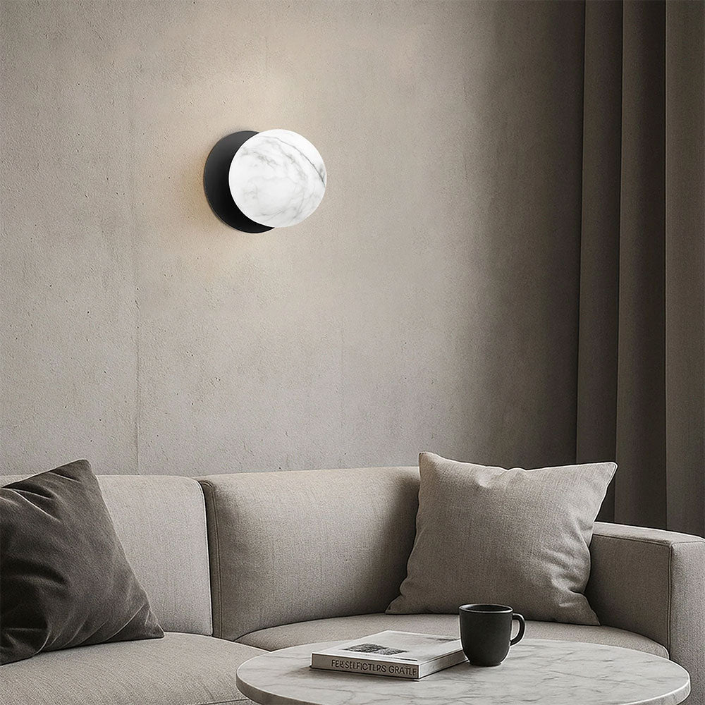 Odessa Marble Opal Glass LED Wall Light With Black Base Small / Cool White - LM002WL042