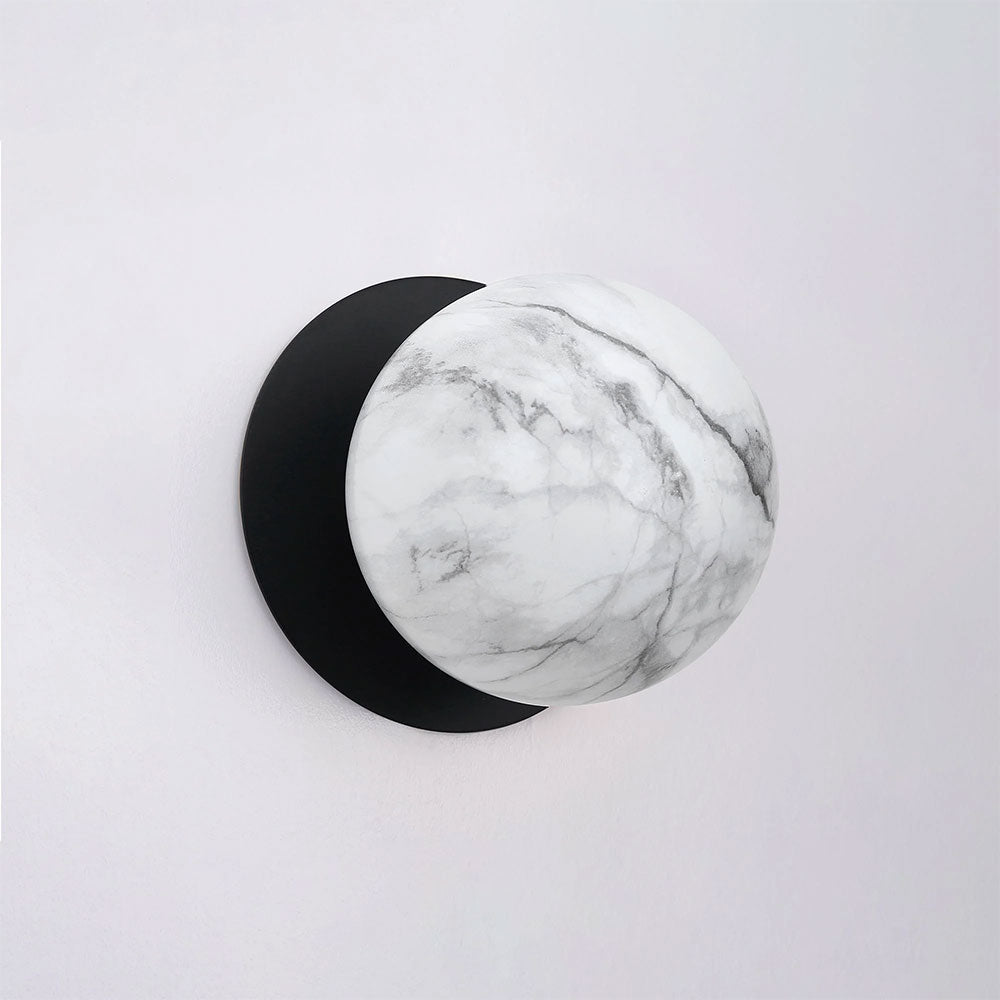 Odessa Marble Opal Glass LED Wall Light With Black Base Small / Cool White - LM002WL042