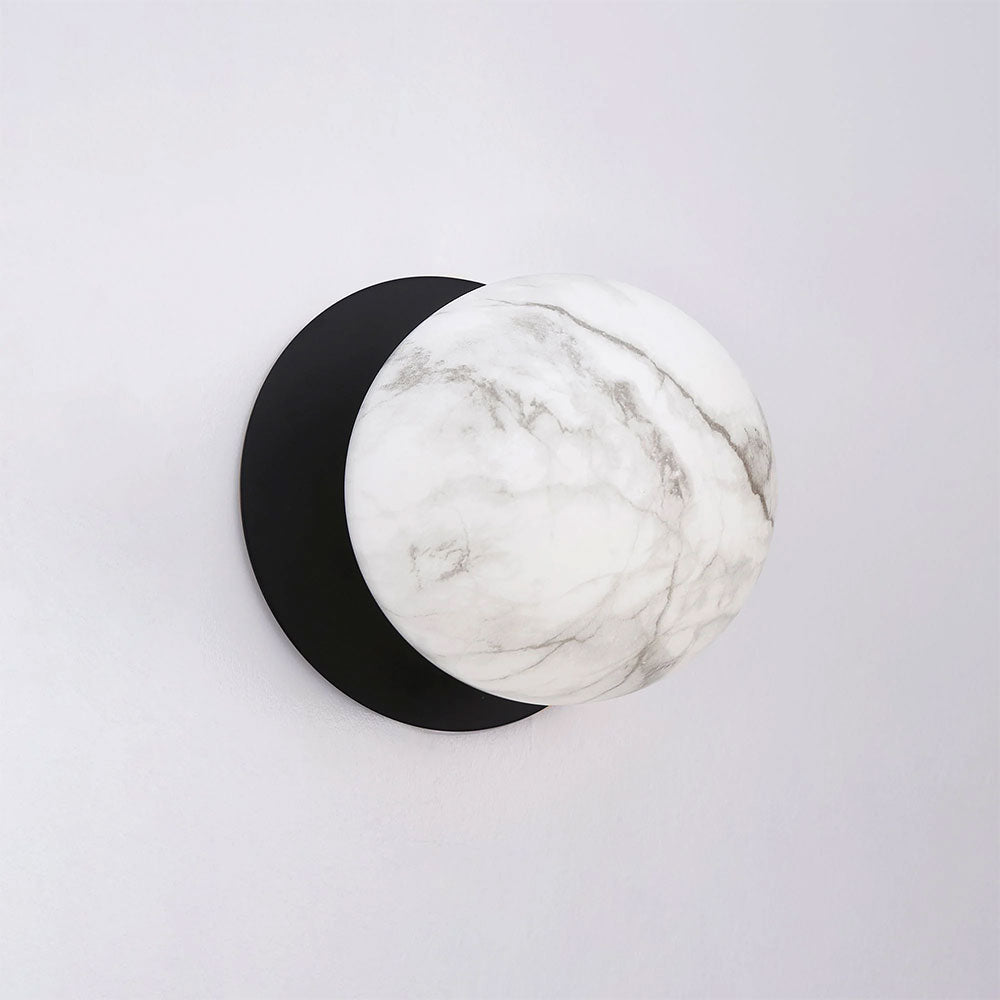 Odessa Marble Opal Glass LED Wall Light With Black Base Small / Cool White - LM002WL042