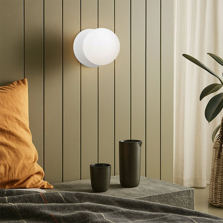 Odessa Opal Frosted Glass LED Wall Light With White Base Small / Cool White - LM002WL045