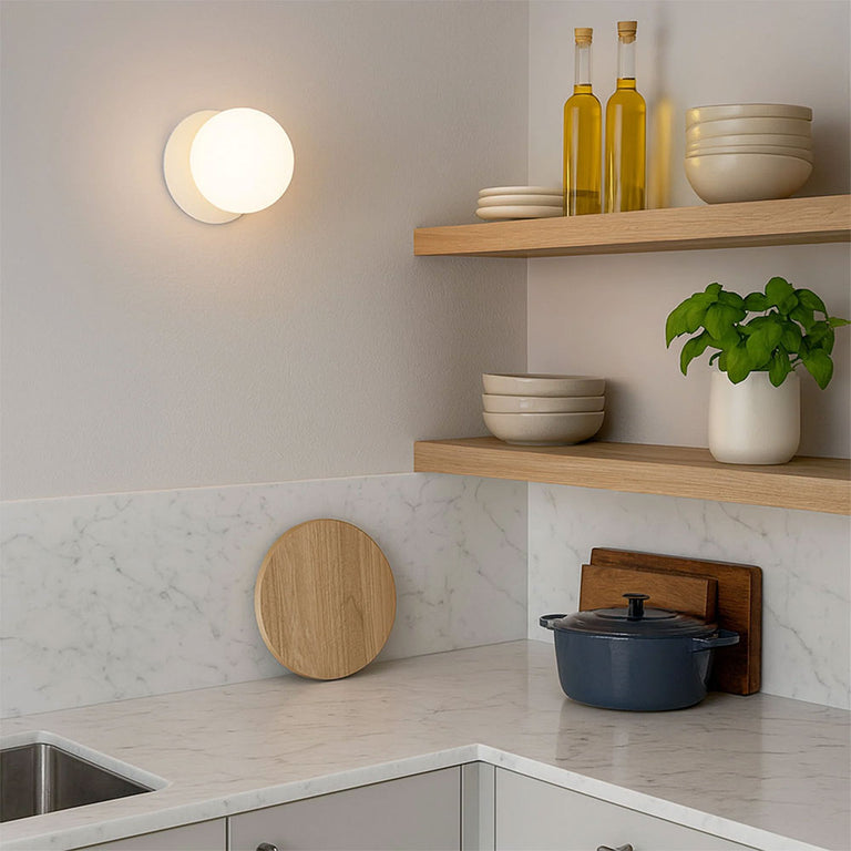 Odessa Opal Frosted Glass LED Wall Light With White Base Small / Cool White - LM002WL045