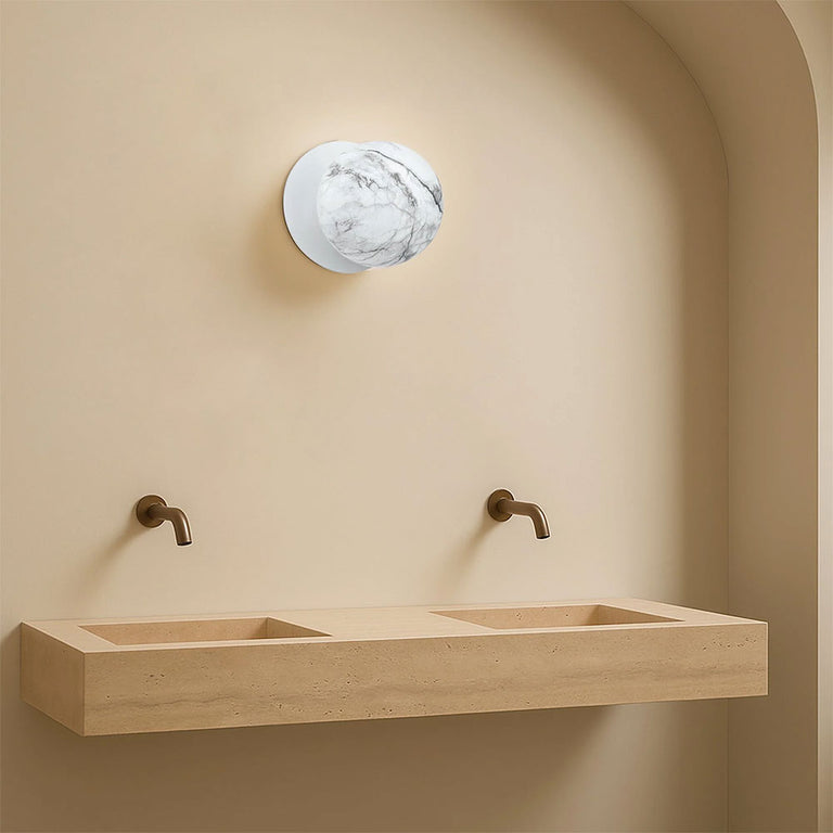 Odessa Marble Opal Glass LED Wall Light With White Base Small / Cool White - LM002WL046