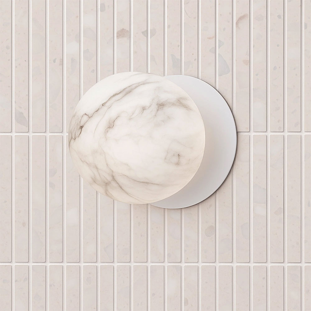 Odessa Marble Opal Glass LED Wall Light With White Base Small / Cool White - LM002WL046