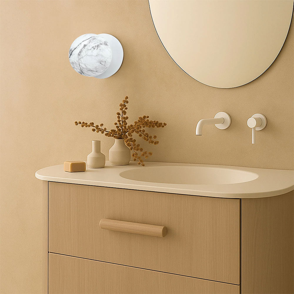 Odessa Marble Opal Glass LED Wall Light With White Base Small / Cool White - LM002WL046