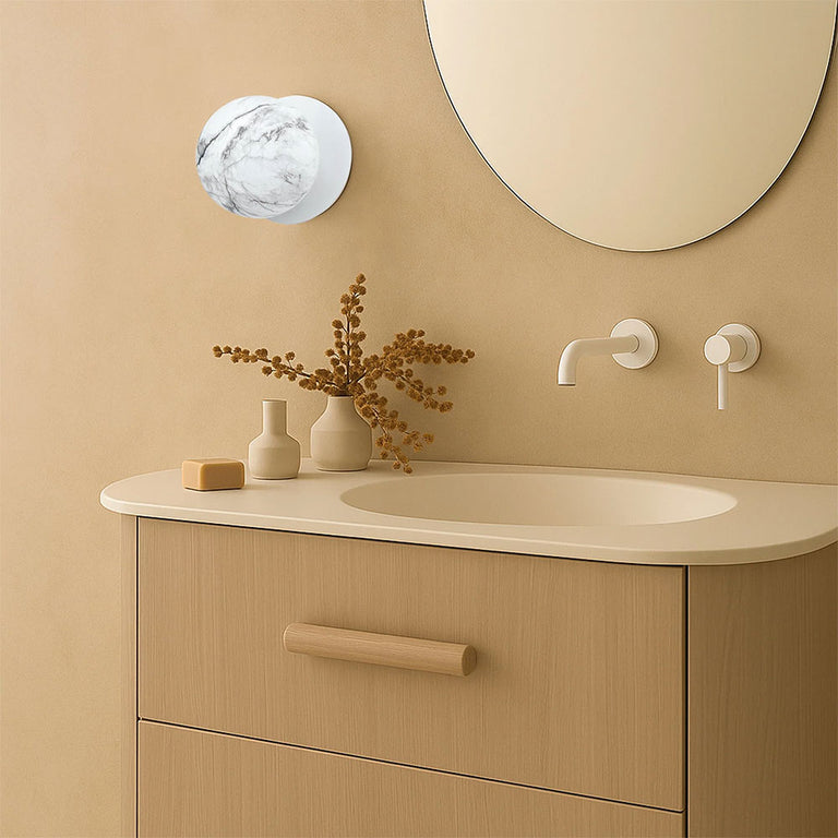 Odessa Marble Opal Glass LED Wall Light With White Base Small / Cool White - LM002WL046