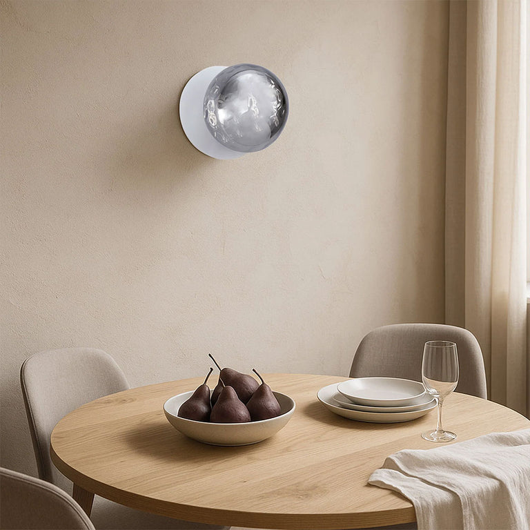 Odessa Molten Ripple Glass LED Wall Light With White Base Small / Cool White - LM002WL047