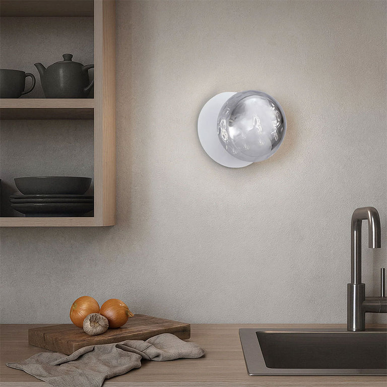 Odessa Molten Ripple Glass LED Wall Light With White Base Small / Cool White - LM002WL047