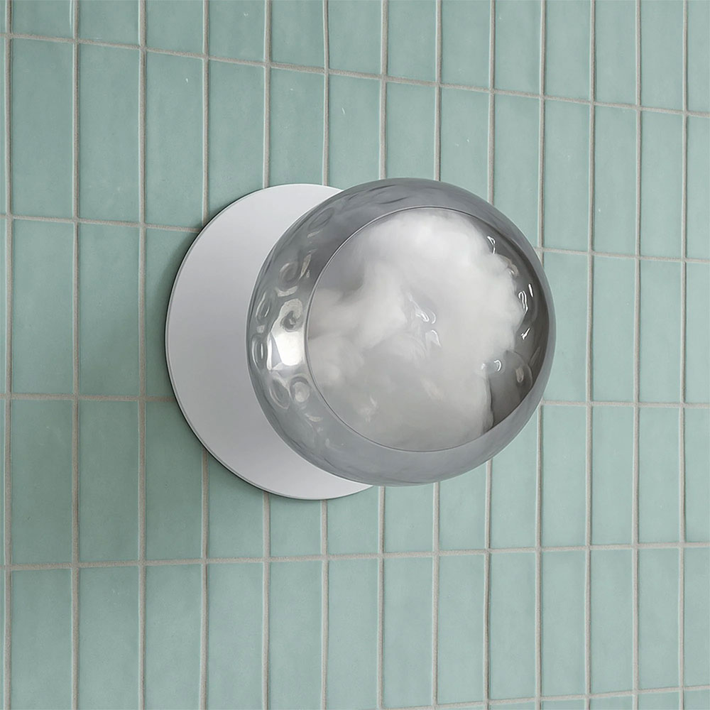 Odessa Molten Ripple Glass LED Wall Light With White Base Small / Cool White - LM002WL047
