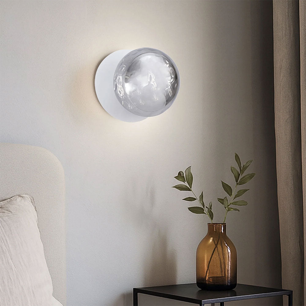 Odessa Molten Ripple Glass LED Wall Light With White Base Small / Cool White - LM002WL047