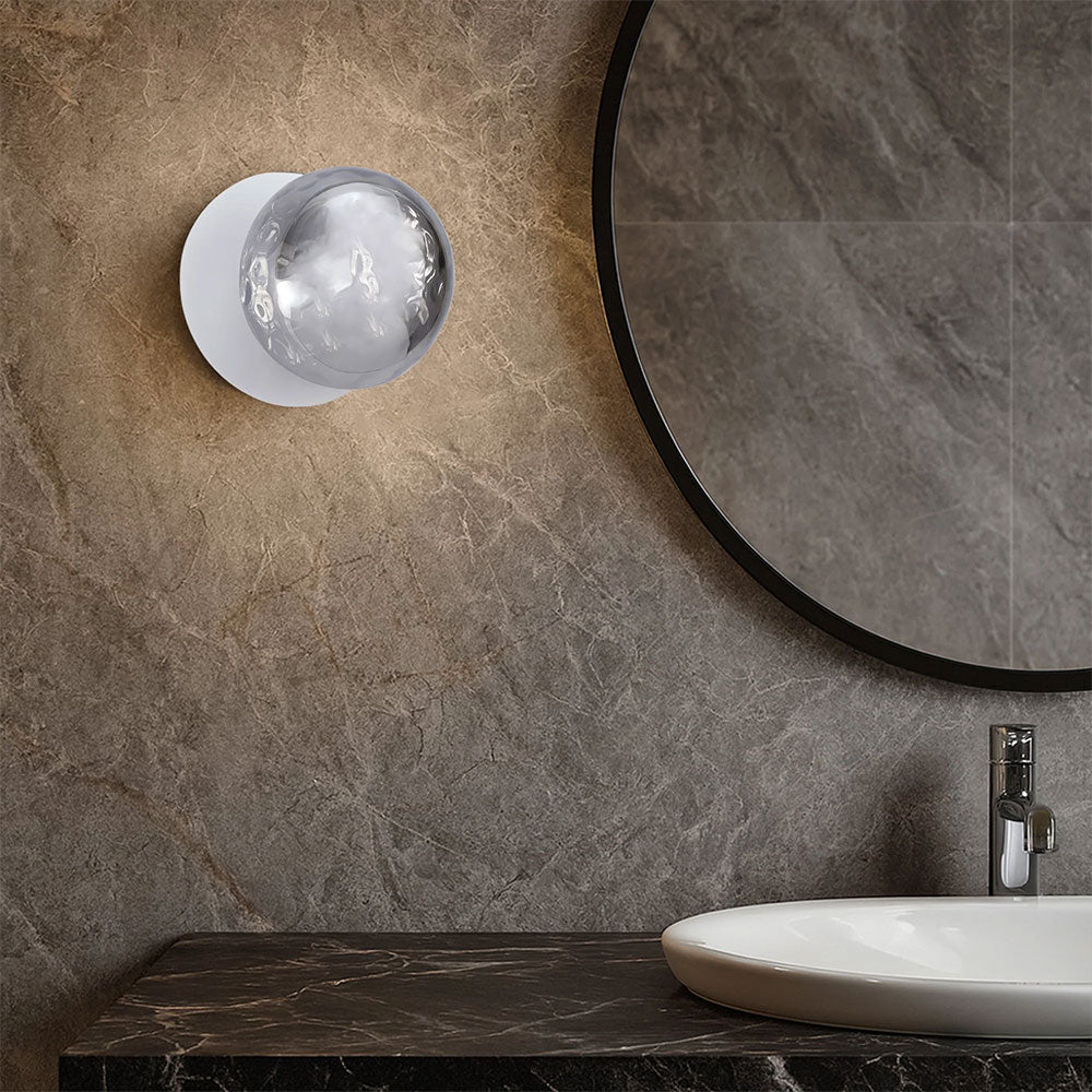 Odessa Molten Ripple Glass LED Wall Light With White Base Small / Cool White - LM002WL047