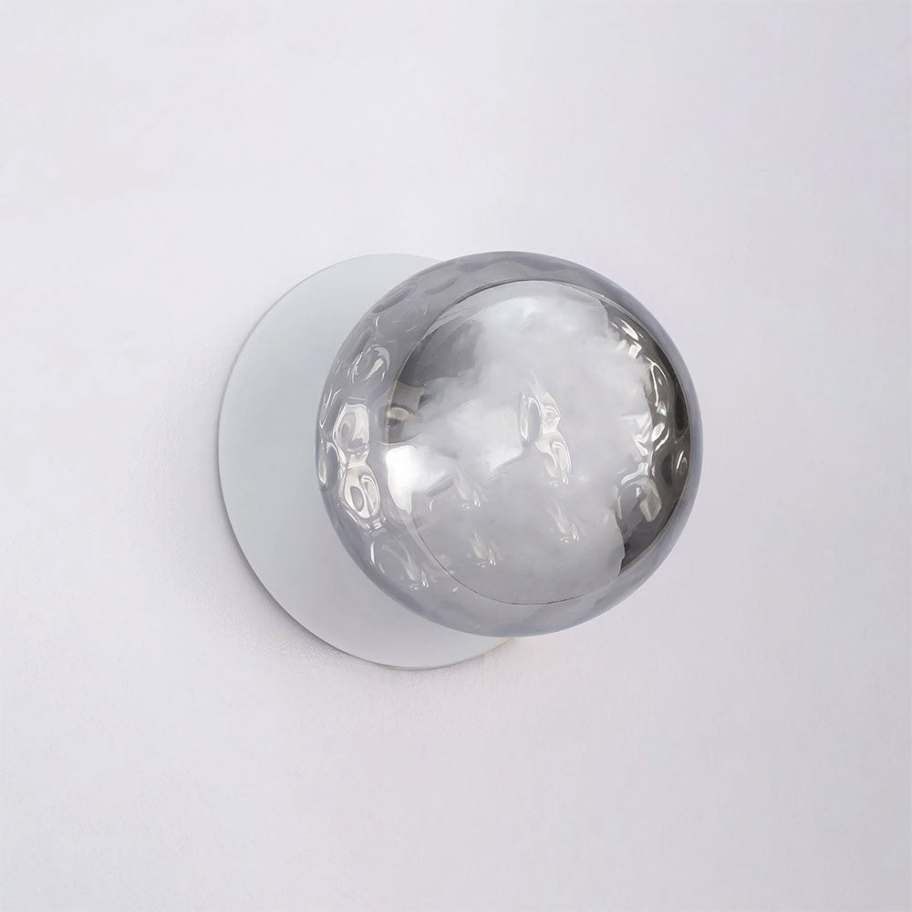 Odessa Molten Ripple Glass LED Wall Light With White Base Small / Cool White - LM002WL047