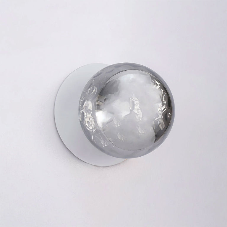 Odessa Molten Ripple Glass LED Wall Light With White Base Small / Cool White - LM002WL047