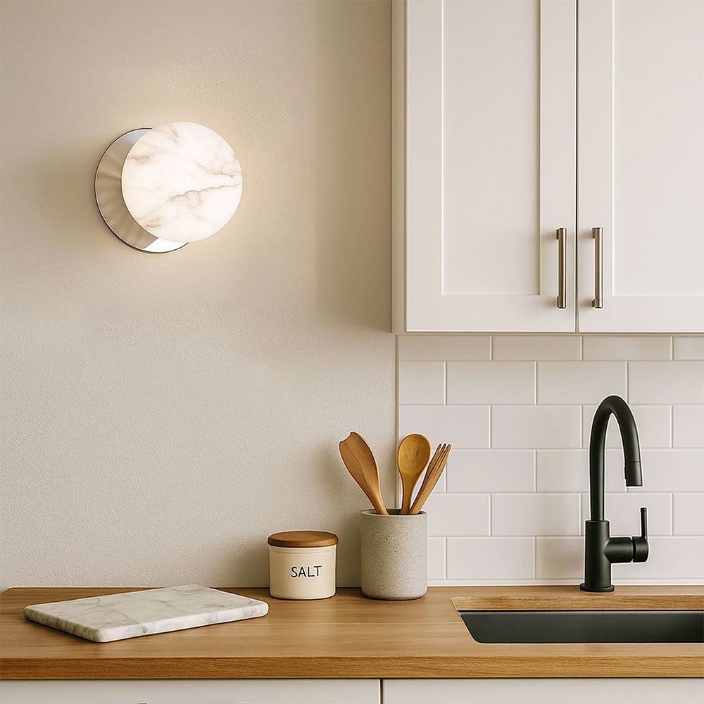 Odessa Marble Opal Glass LED Wall Light With Chrome Base Small / Warm White - LM002WL010