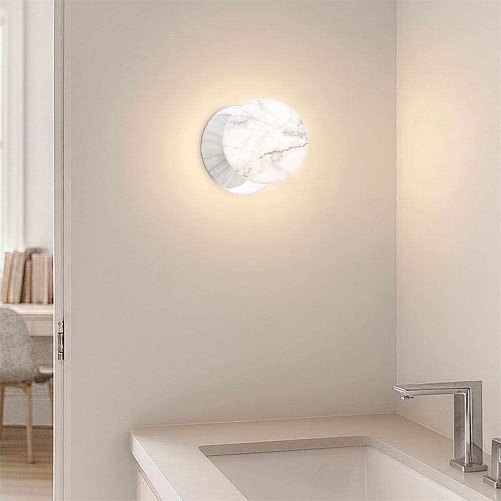 Odessa Marble Opal Glass LED Wall Light With Chrome Base Small / Warm White - LM002WL010