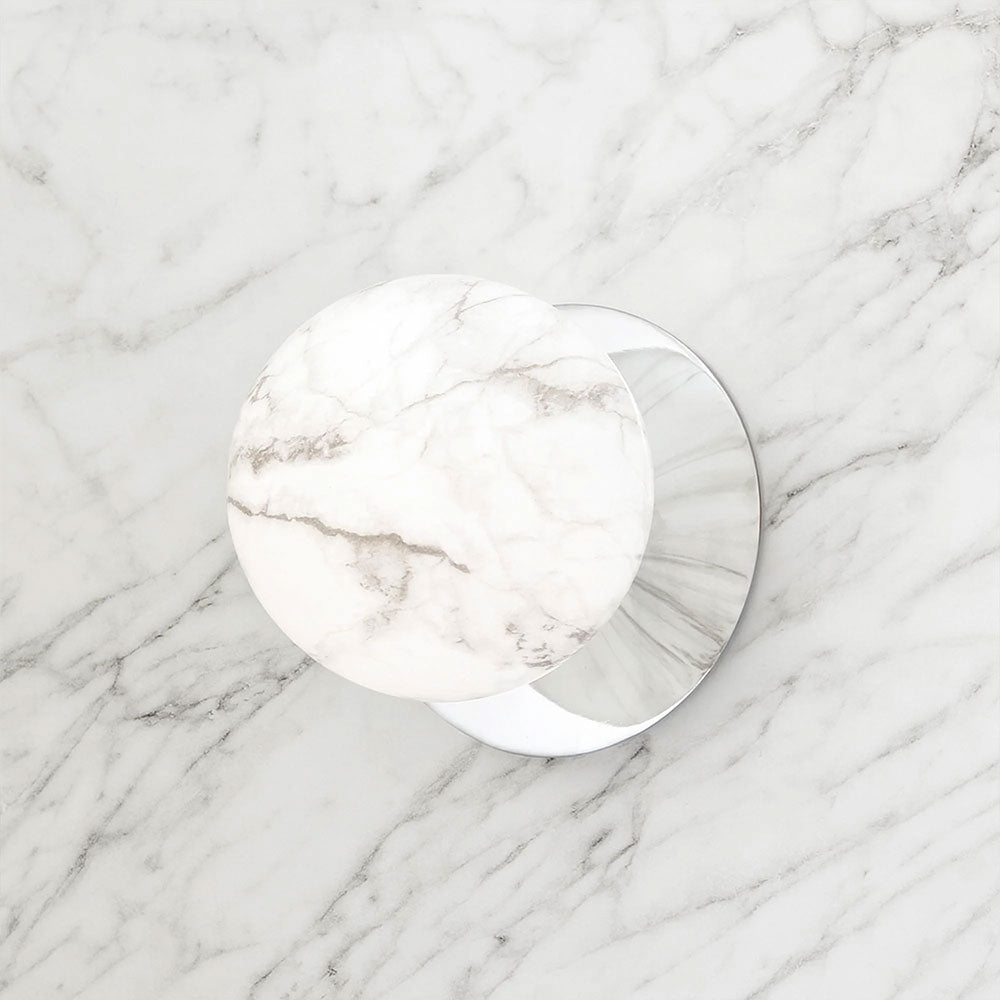 Odessa Marble Opal Glass LED Wall Light With Chrome Base Small / Warm White - LM002WL010