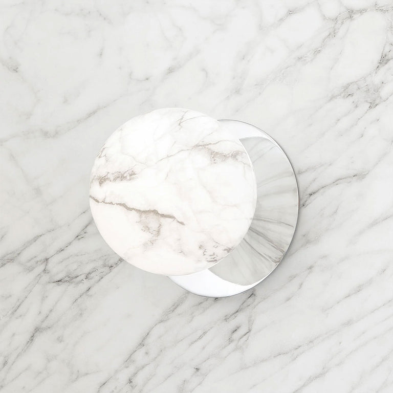 Odessa Marble Opal Glass LED Wall Light With Chrome Base Small / Warm White - LM002WL010