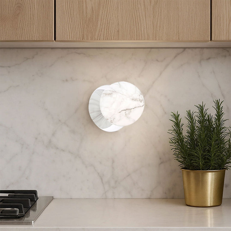 Odessa Marble Opal Glass LED Wall Light With Chrome Base Small / Warm White - LM002WL010