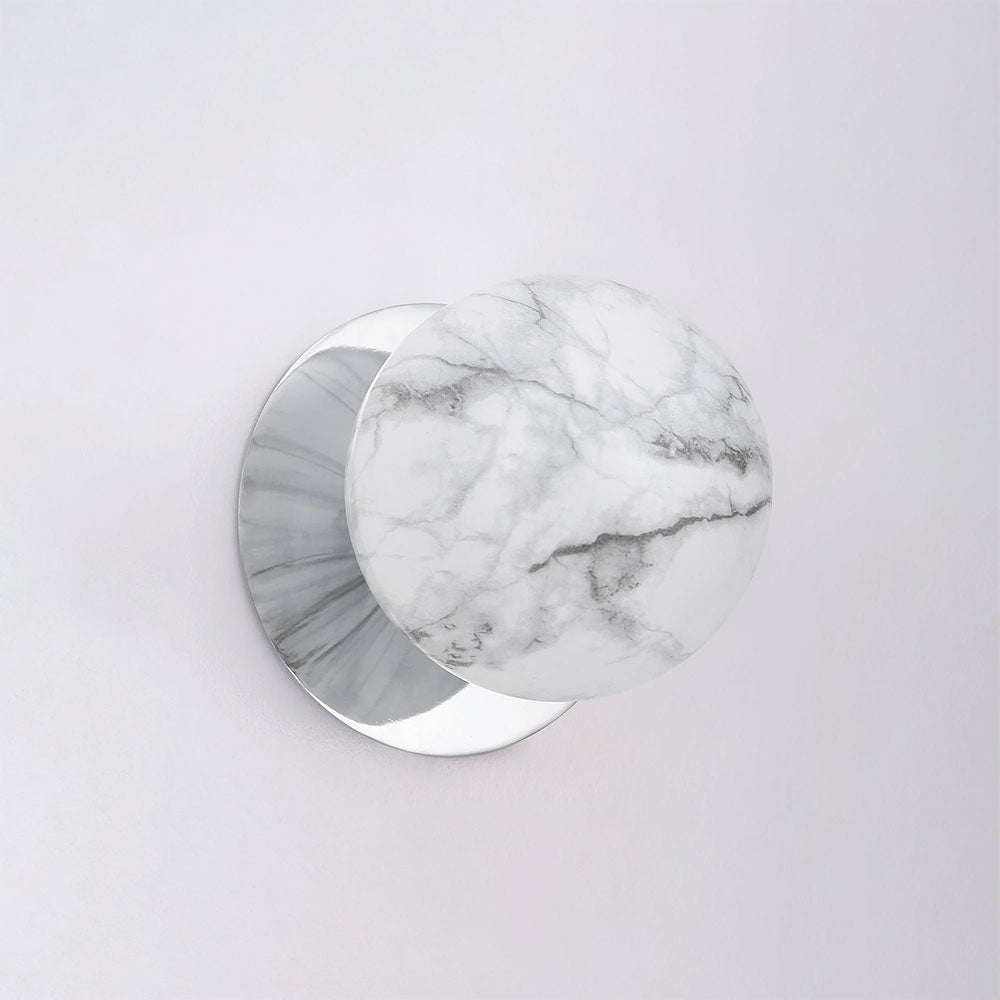 Odessa Marble Opal Glass LED Wall Light With Chrome Base Small / Warm White - LM002WL010
