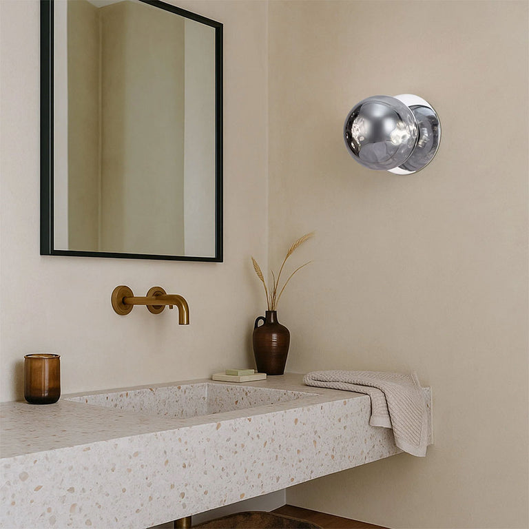 Odessa Molten Ripple Glass LED Wall Light With Chrome Base Small / Cool White - LM002WL051