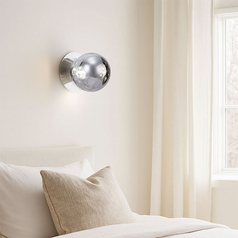 Odessa Molten Ripple Glass LED Wall Light With Chrome Base Small / Warm White - LM002WL011