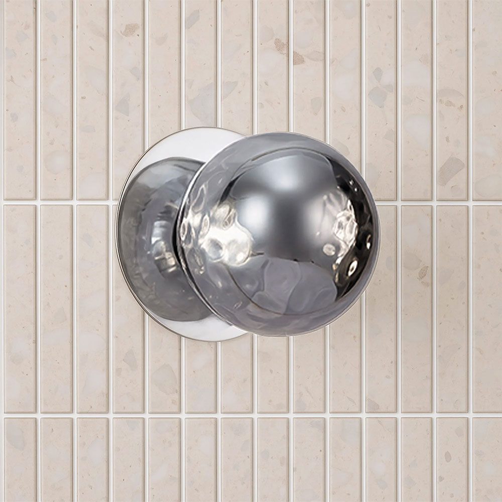 Odessa Molten Ripple Glass LED Wall Light With Chrome Base Small / Cool White - LM002WL051