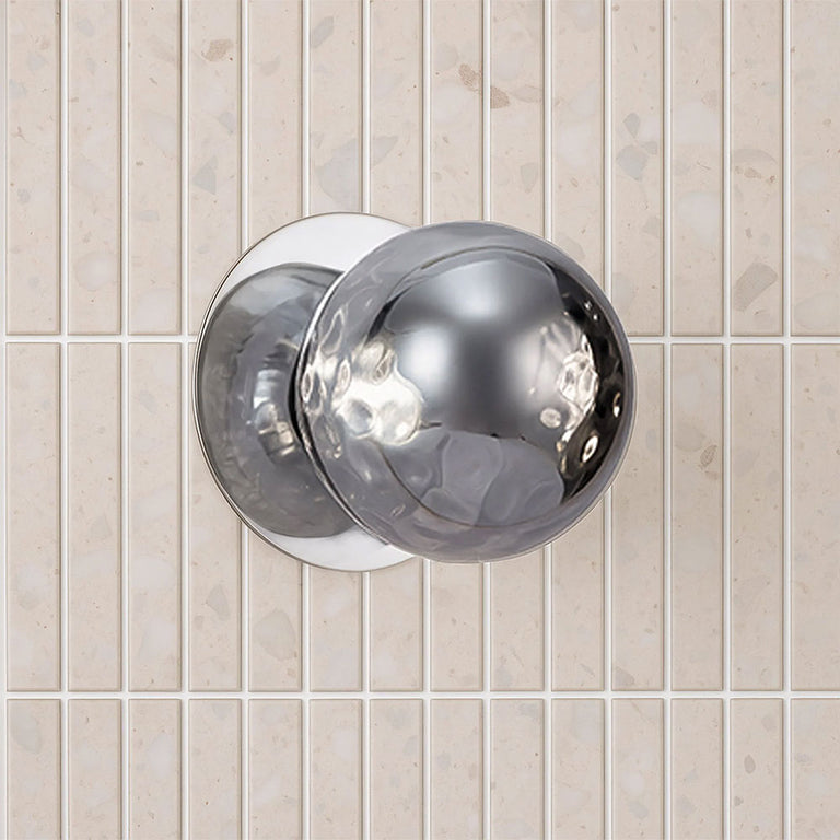 Odessa Molten Ripple Glass LED Wall Light With Chrome Base Small / Warm White - LM002WL011