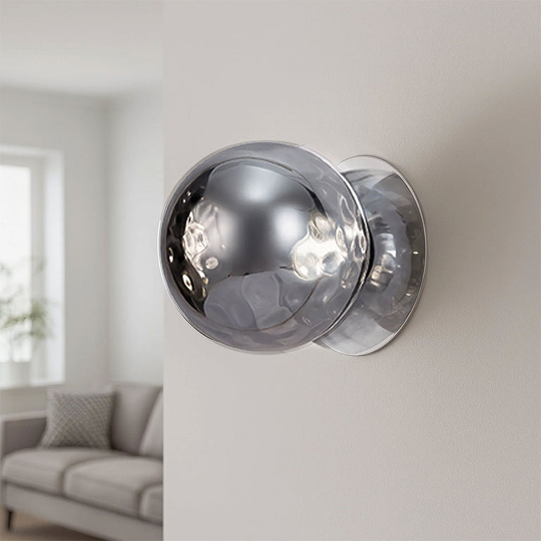 Odessa Molten Ripple Glass LED Wall Light With Chrome Base Small / Cool White - LM002WL051