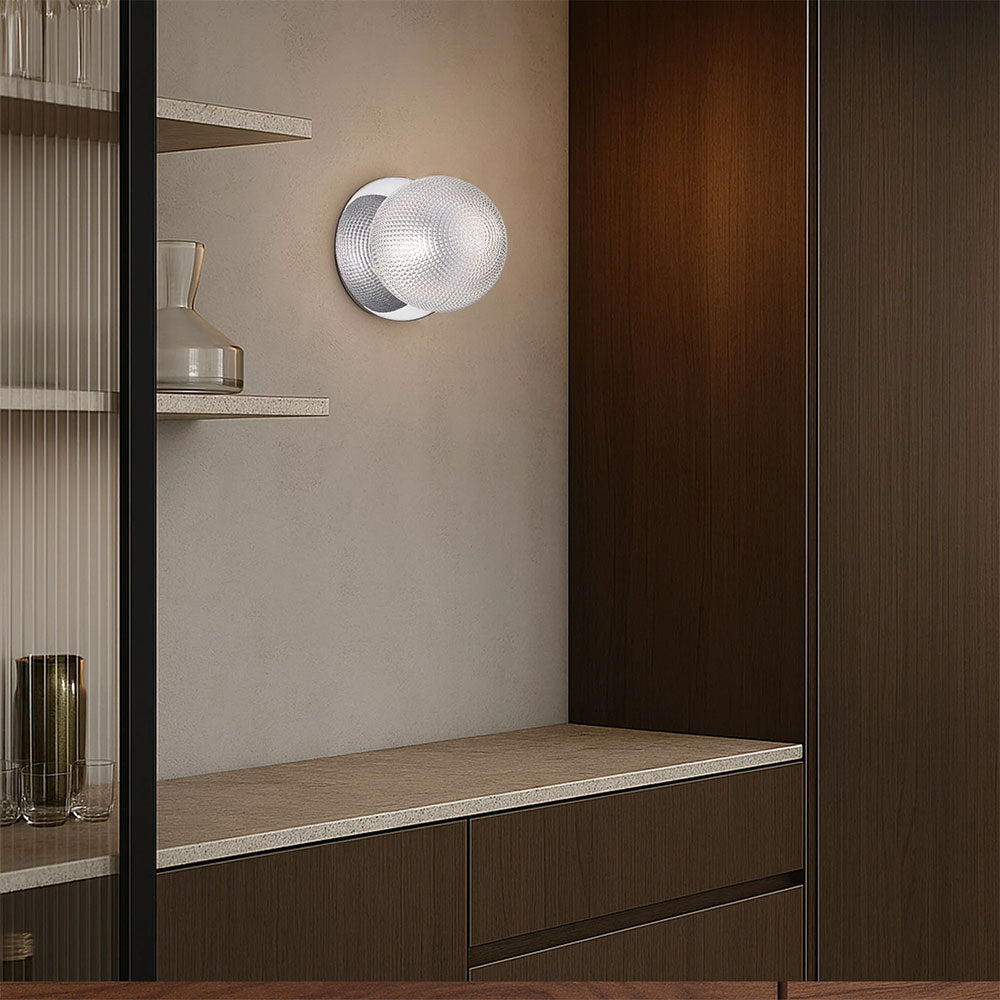 Odessa Diamond Cut Glass LED Wall Light With Chrome Base Small / Warm White - LM002WL012