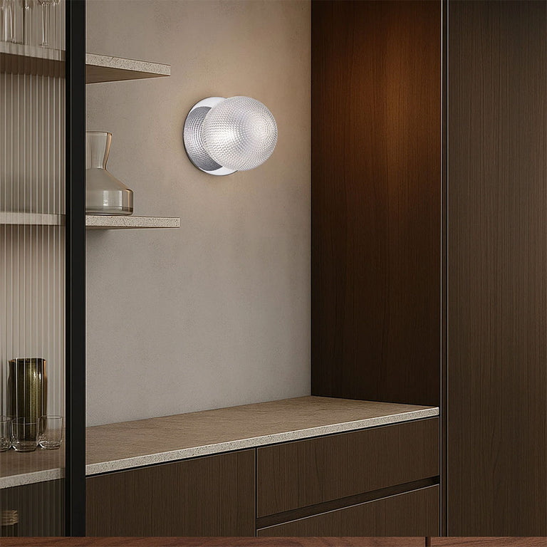 Odessa Diamond Cut Glass LED Wall Light With Chrome Base Small / Warm White - LM002WL012