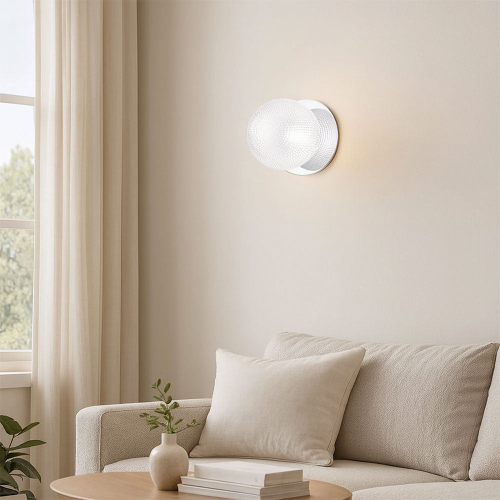 Odessa Diamond Cut Glass LED Wall Light With Chrome Base Small / Warm White - LM002WL012