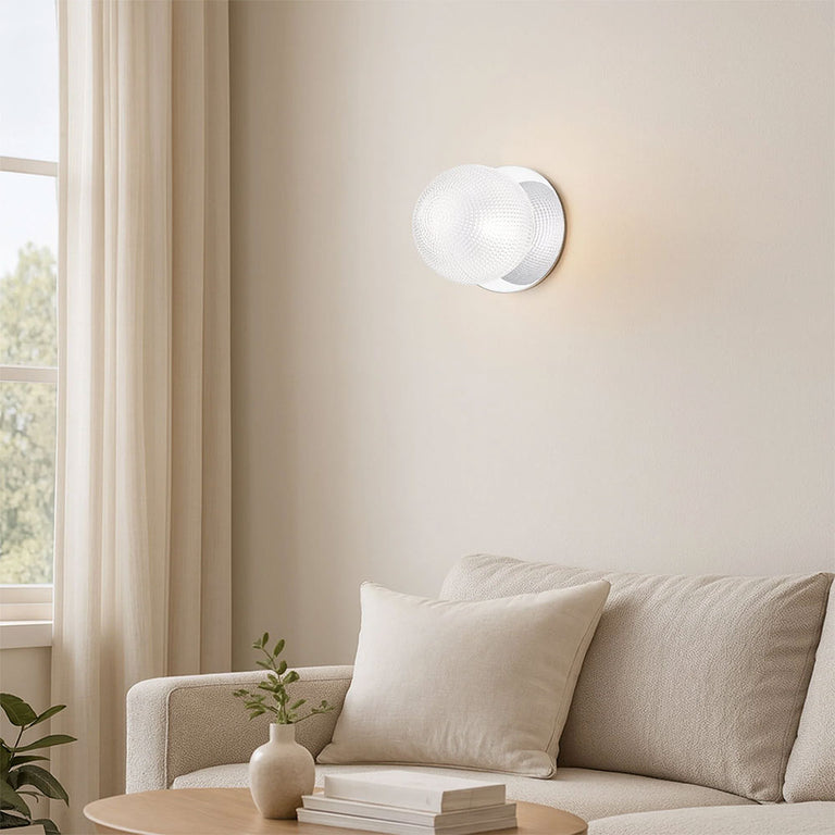 Odessa Diamond Cut Glass LED Wall Light With Chrome Base Small / Warm White - LM002WL012
