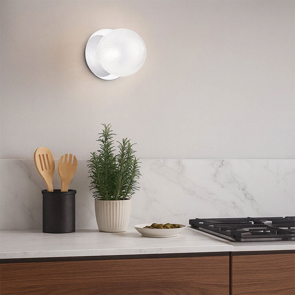 Odessa Diamond Cut Glass LED Wall Light With Chrome Base Small / Warm White - LM002WL012
