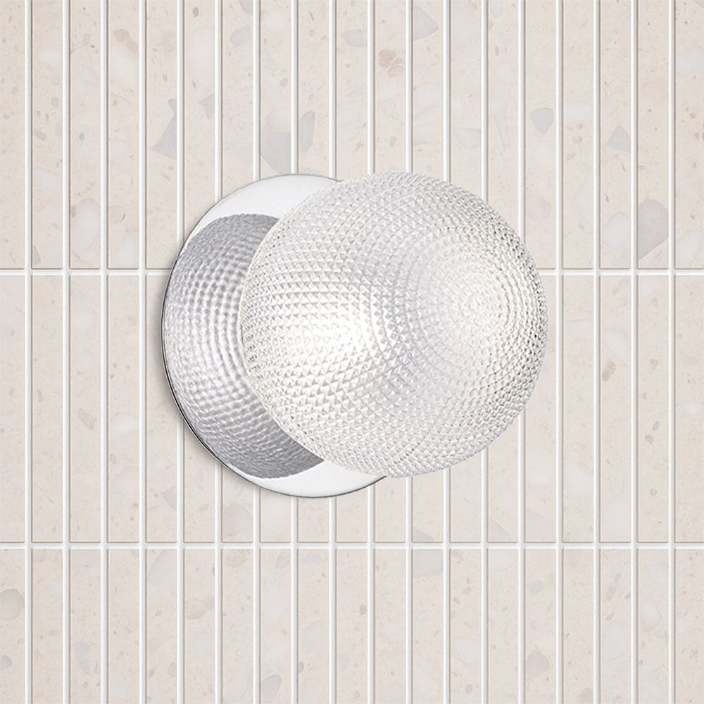Odessa Diamond Cut Glass LED Wall Light With Chrome Base Small / Warm White - LM002WL012