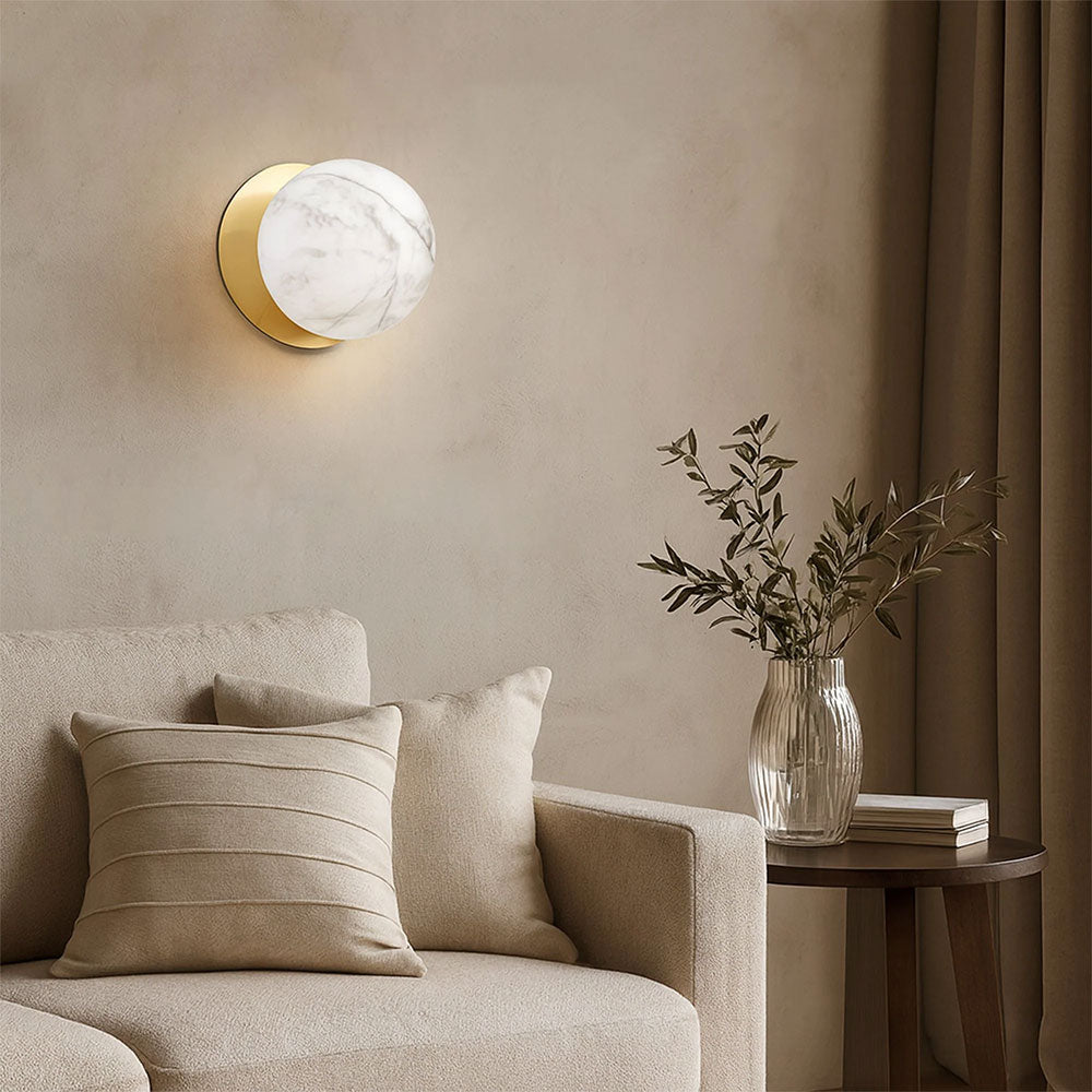 Odessa Marble Opal Glass LED Wall Light With Brass Base Small / Cool White - LM002WL054