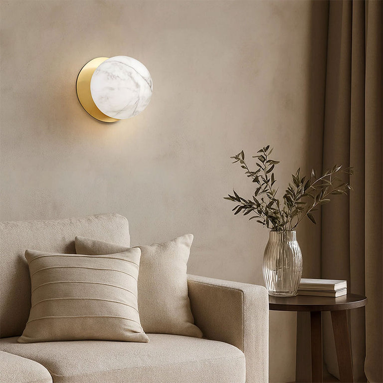Odessa Marble Opal Glass LED Wall Light With Brass Base Small / Cool White - LM002WL054