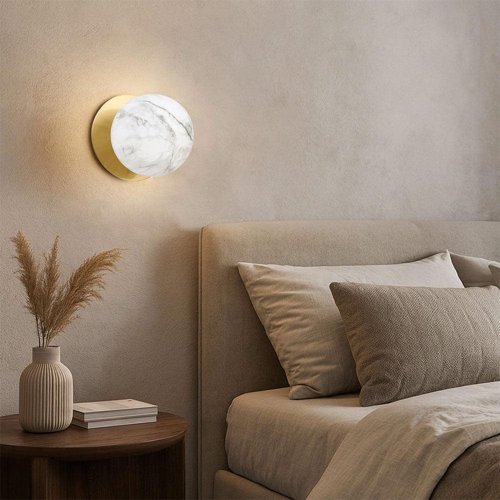 Odessa Marble Opal Glass LED Wall Light With Brass Base Small / Cool White - LM002WL054