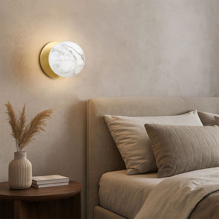 Odessa Marble Opal Glass LED Wall Light With Brass Base Small / Warm White - LM002WL014