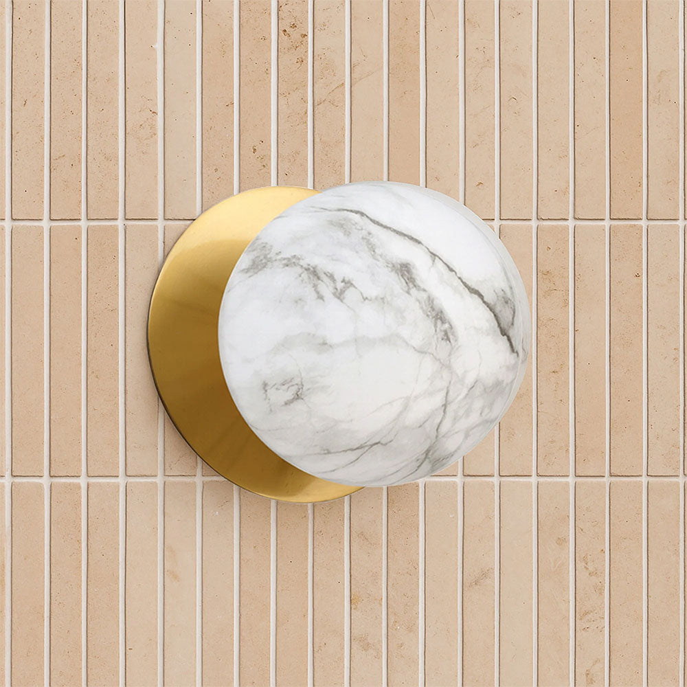 Odessa Marble Opal Glass LED Wall Light With Brass Base Small / Warm White - LM002WL014