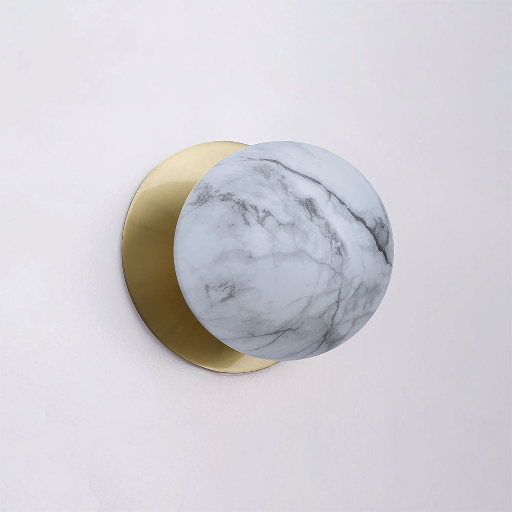 Odessa Marble Opal Glass LED Wall Light With Brass Base Small / Cool White - LM002WL054