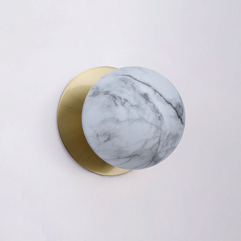 Odessa Marble Opal Glass LED Wall Light With Brass Base Small / Warm White - LM002WL014