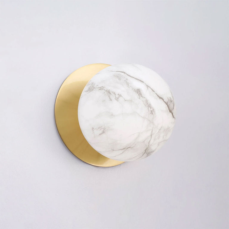 Odessa Marble Opal Glass LED Wall Light With Brass Base Small / Warm White - LM002WL014