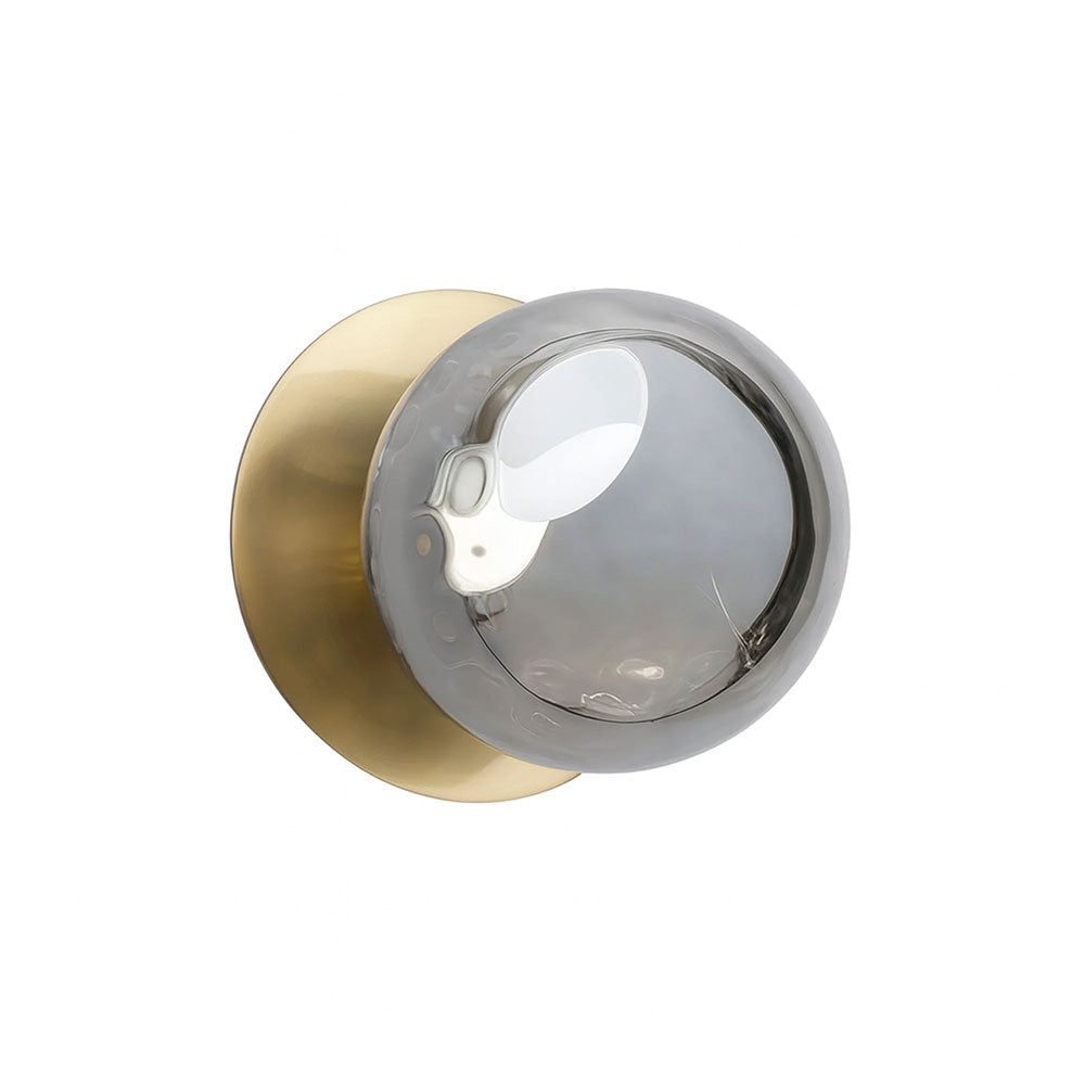Odessa Molten Ripple Glass LED Wall Light With Brass Base Small / Warm White - LM002WL015