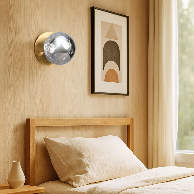 Odessa Molten Ripple Glass LED Wall Light With Brass Base Small / Warm White - LM002WL015