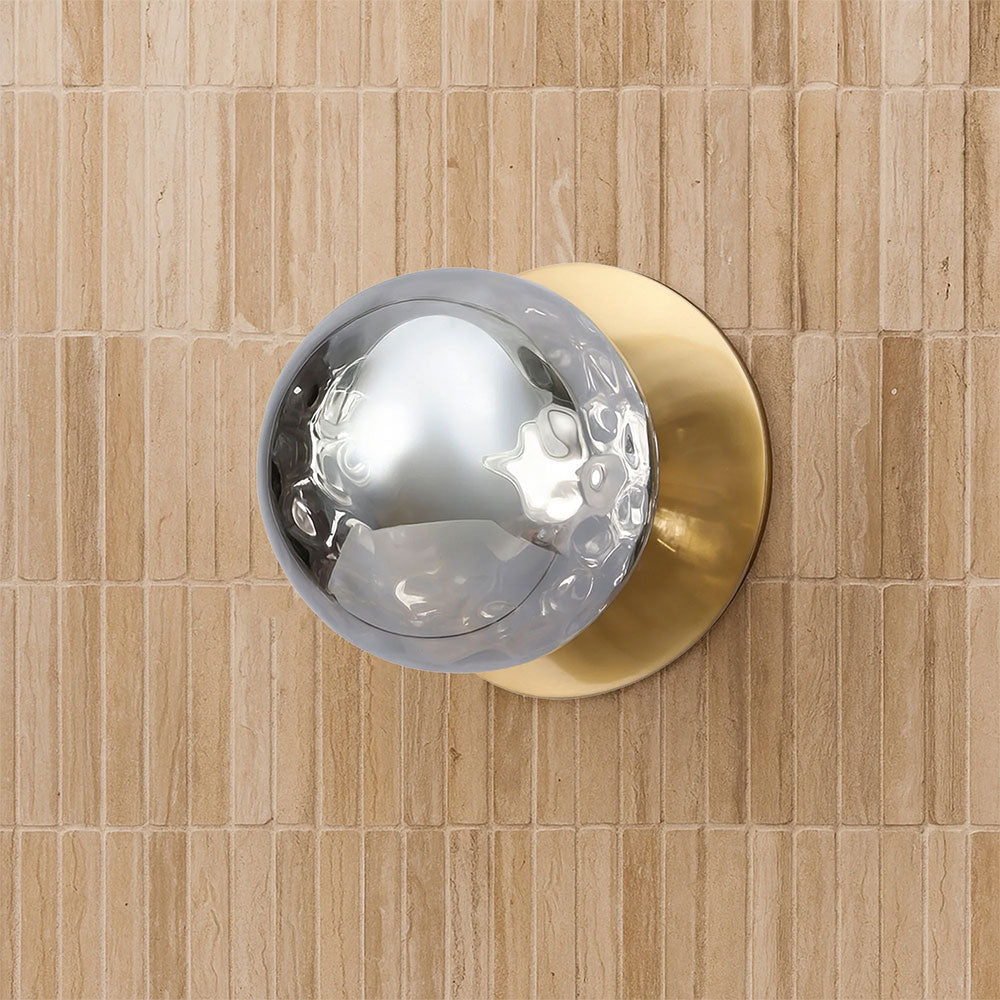 Odessa Molten Ripple Glass LED Wall Light With Brass Base Small / Warm White - LM002WL015