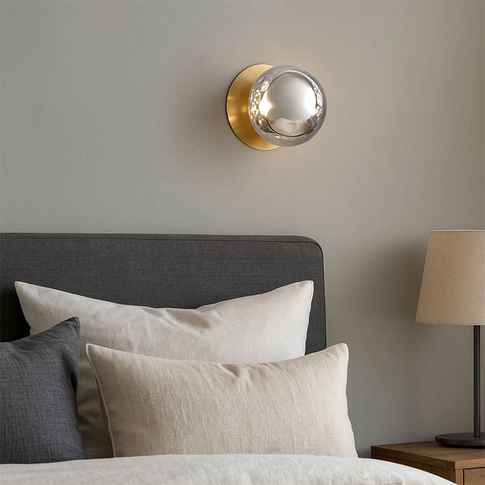 Odessa Molten Ripple Glass LED Wall Light With Brass Base Small / Warm White - LM002WL015